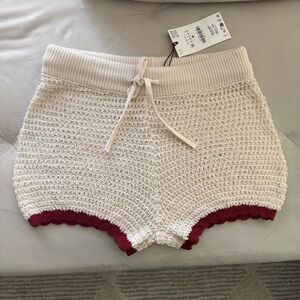 Zara Cream and Red Knit Women Shorts